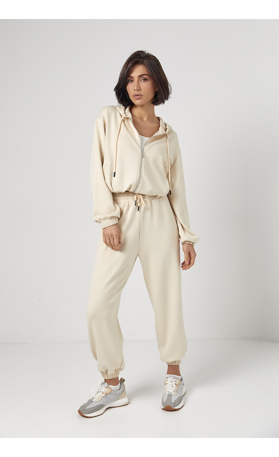 Спортивний костюм із джогерами та кофтою з капюшоном  бежевий колір