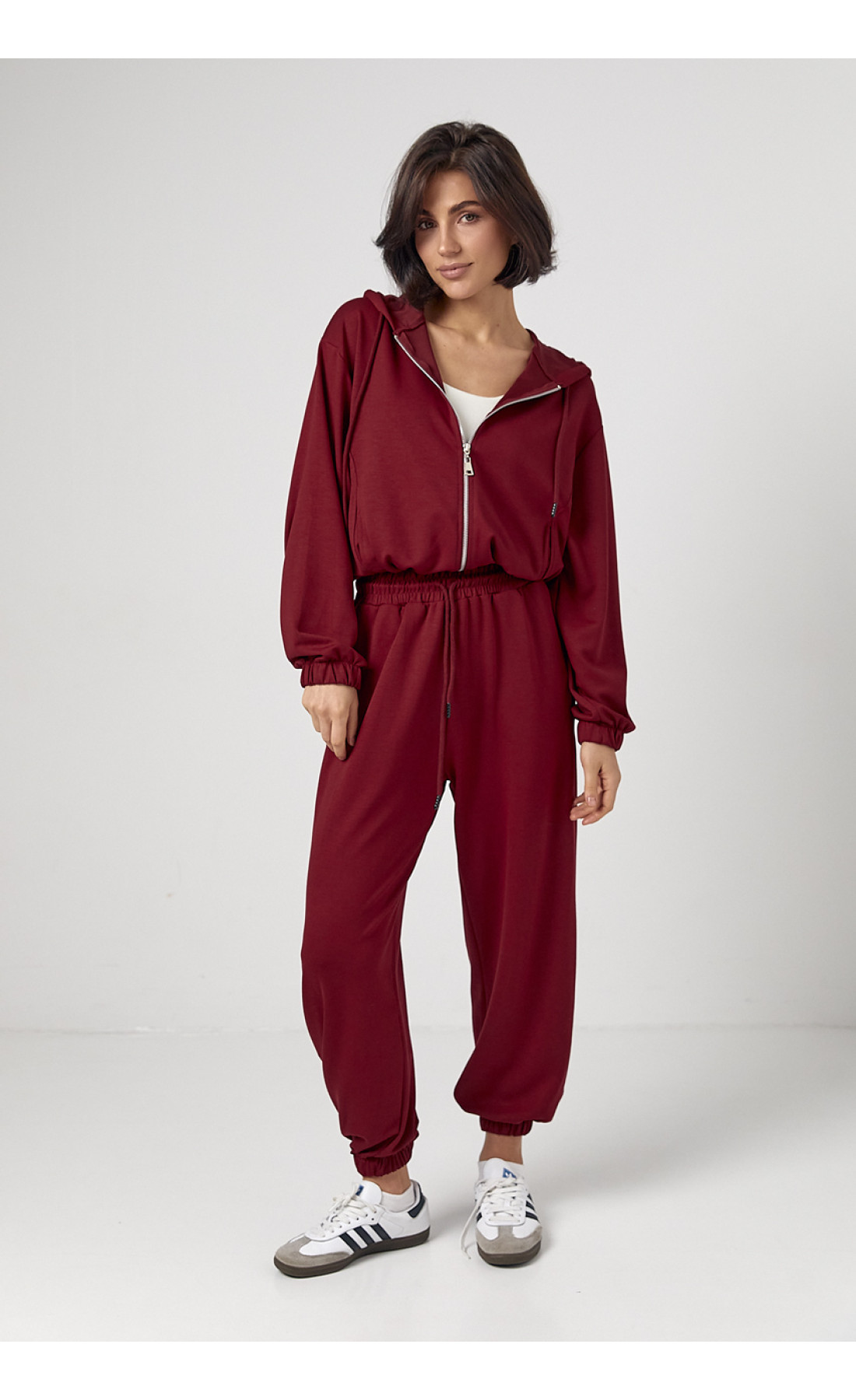 Спортивний костюм із джогерами та кофтою з капюшоном  бордо колір