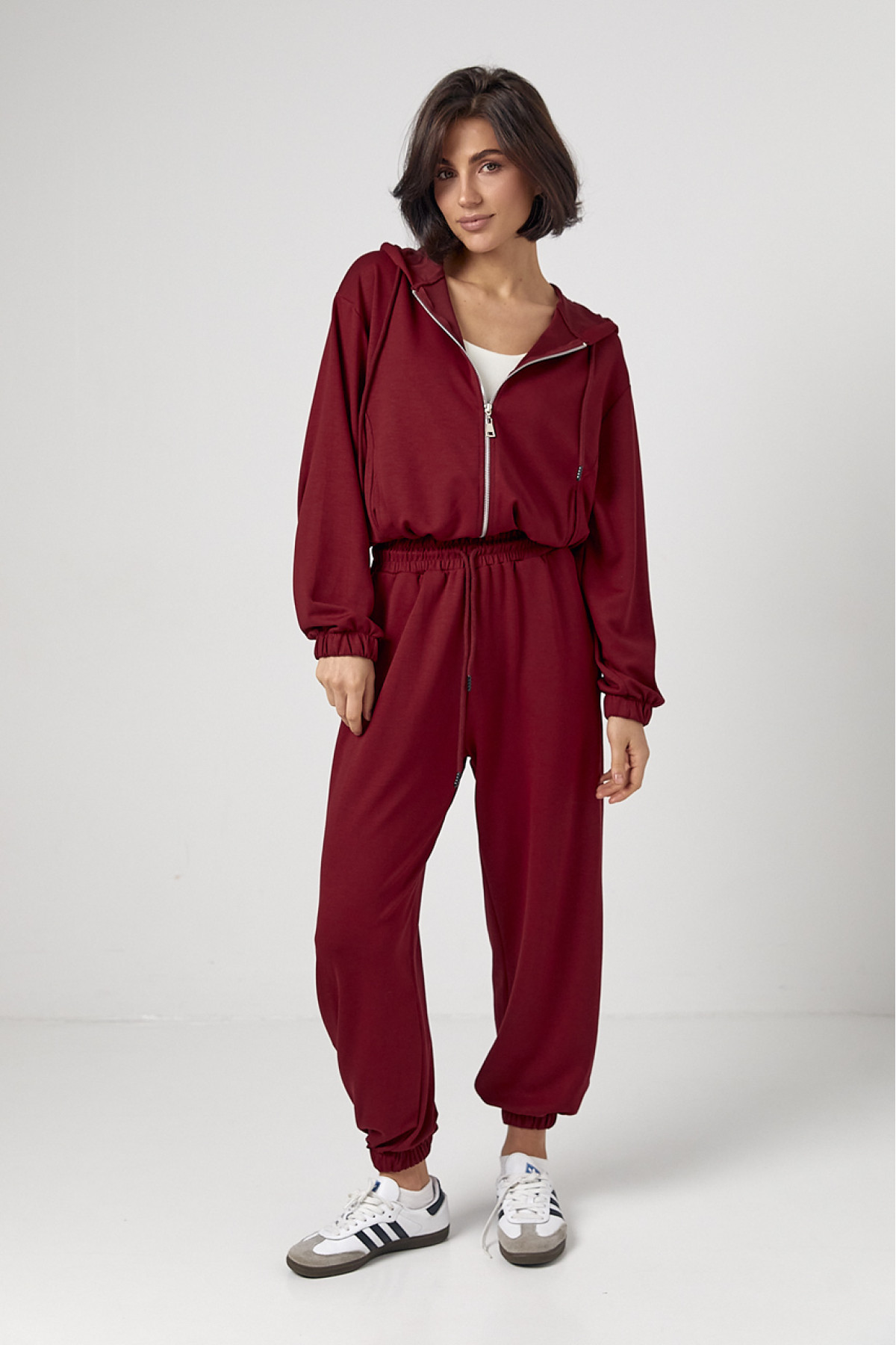 Спортивний костюм із джогерами та кофтою з капюшоном  бордо колір