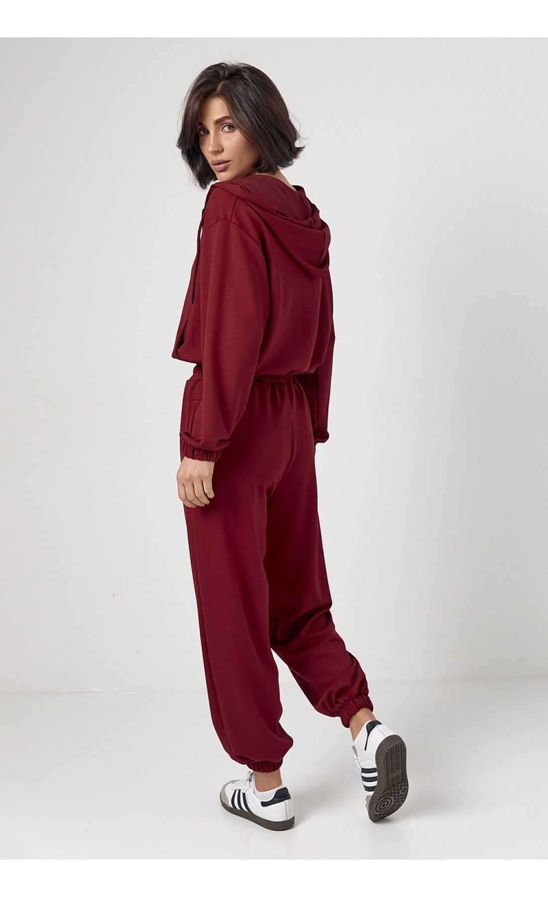 Спортивний костюм із джогерами та кофтою з капюшоном  бордо колір
