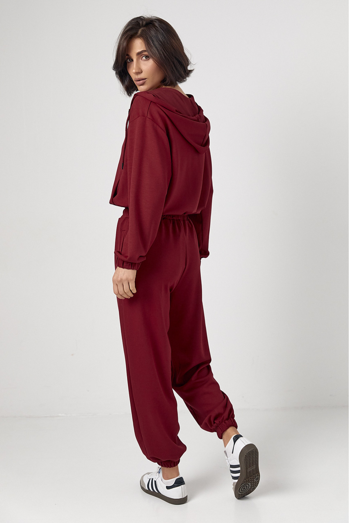 Спортивний костюм із джогерами та кофтою з капюшоном  бордо колір