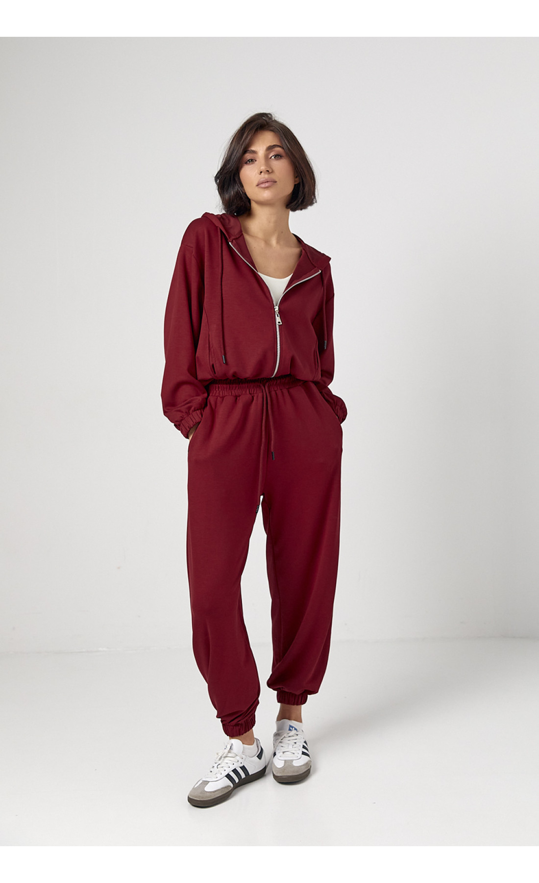 Спортивний костюм із джогерами та кофтою з капюшоном  бордо колір