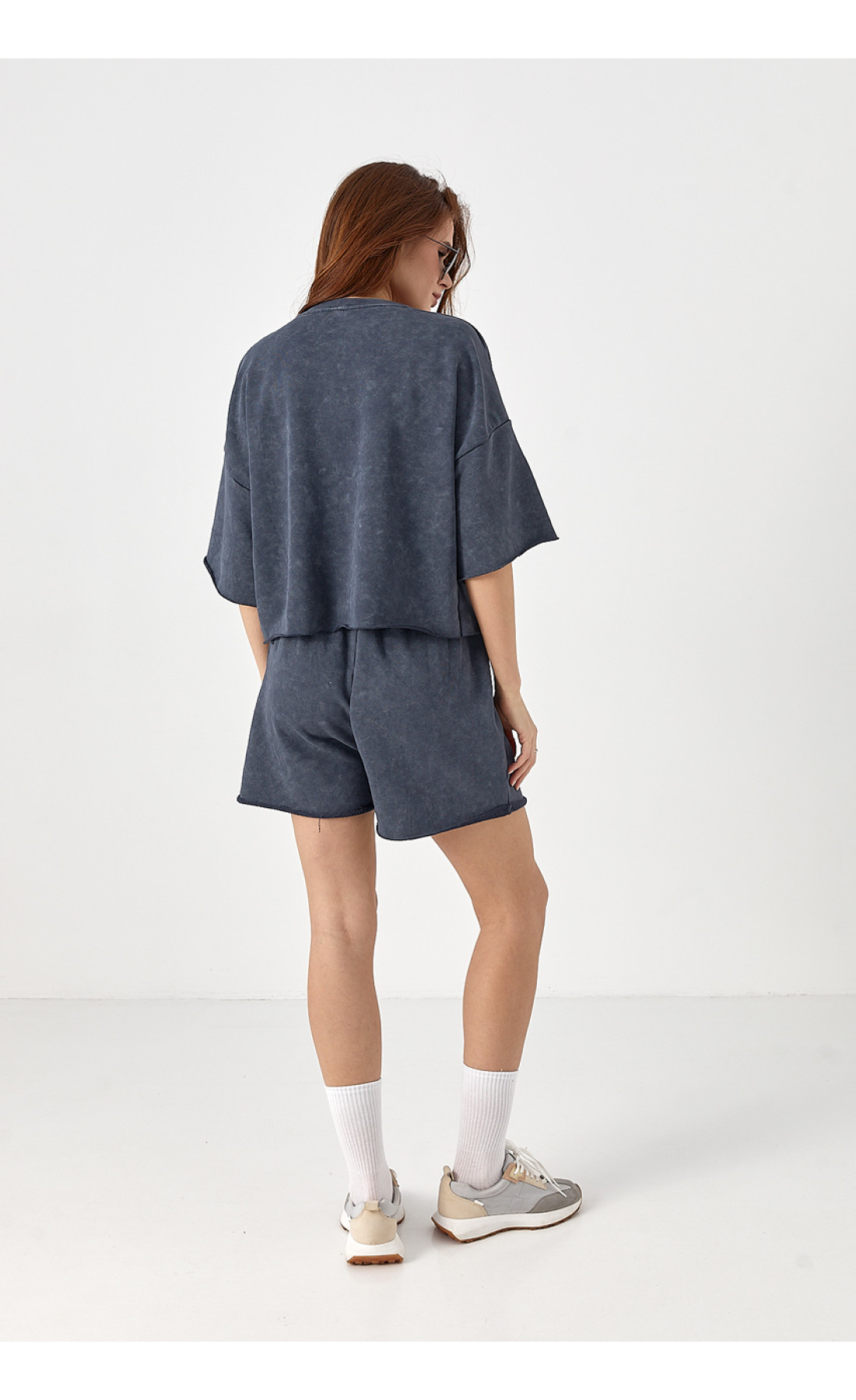 Спортивний костюм тайдай з написом Wang  темносірий колір