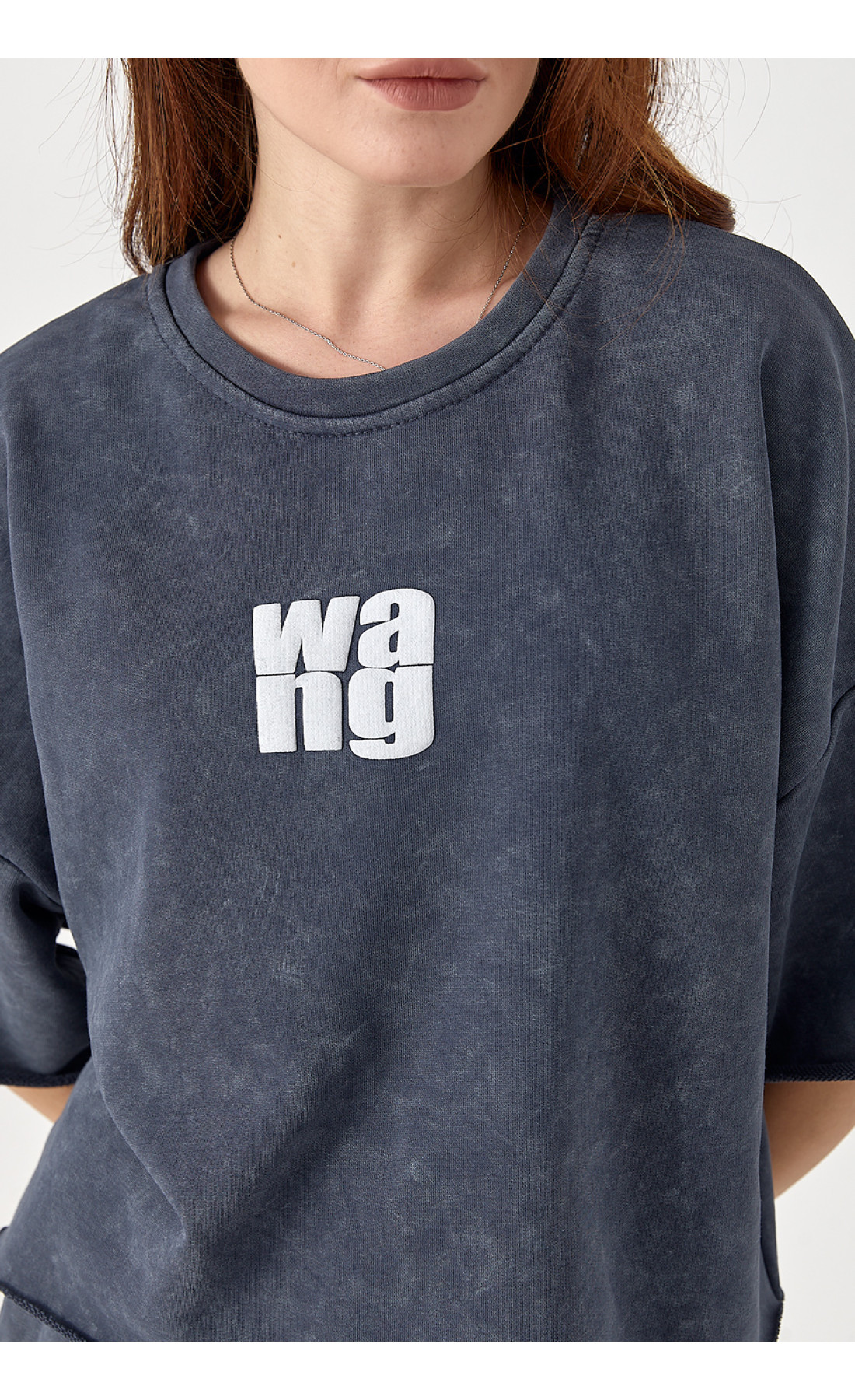 Спортивний костюм тайдай з написом Wang  темносірий колір