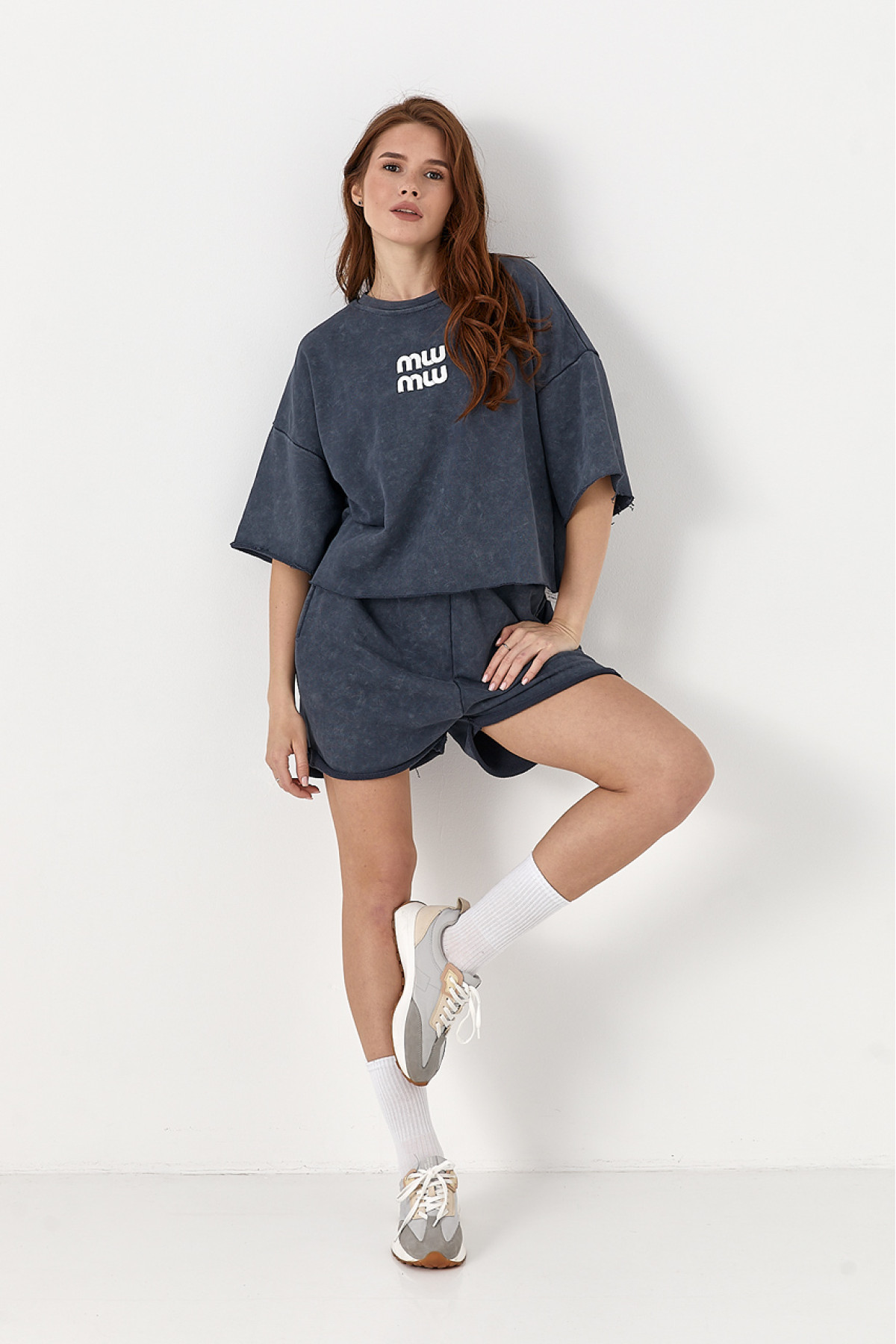 Спортивний костюм Miu Miu із шортами  темносірий колір