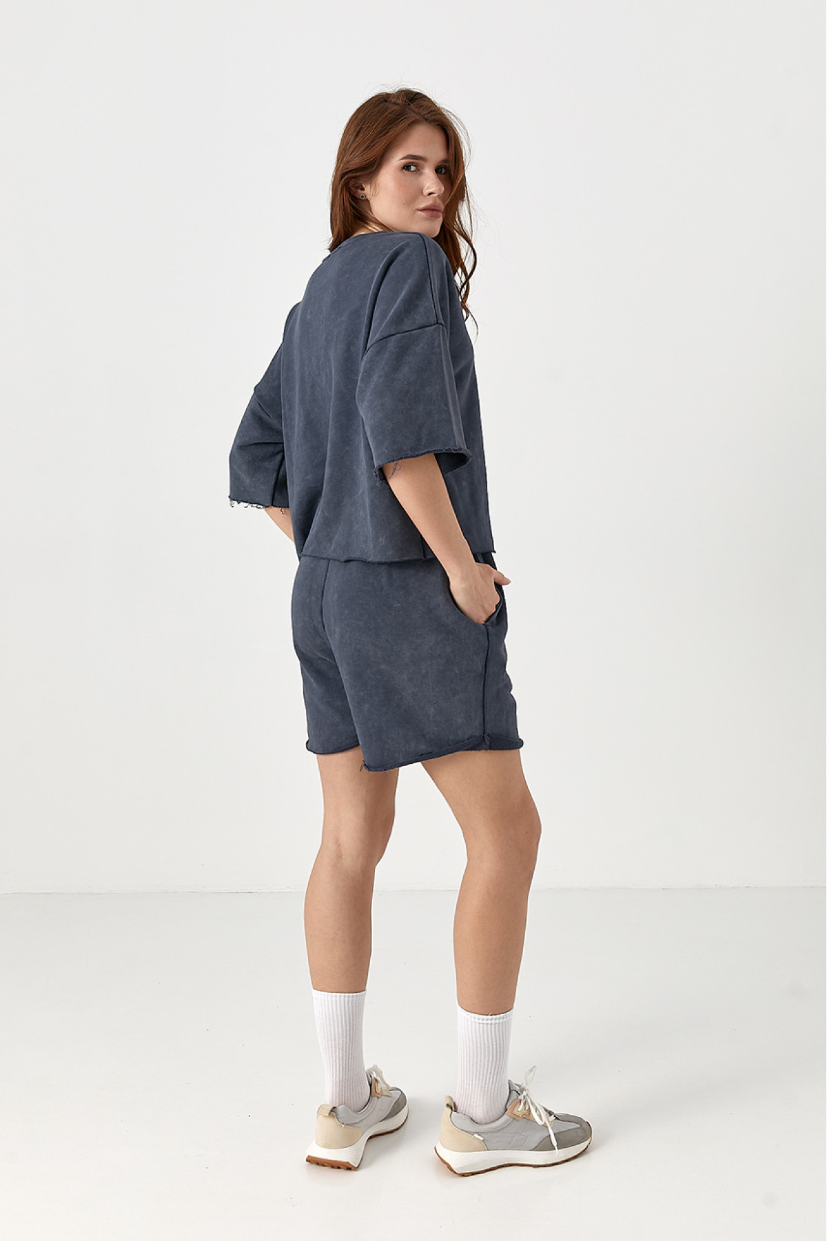 Спортивний костюм Miu Miu із шортами  темносірий колір