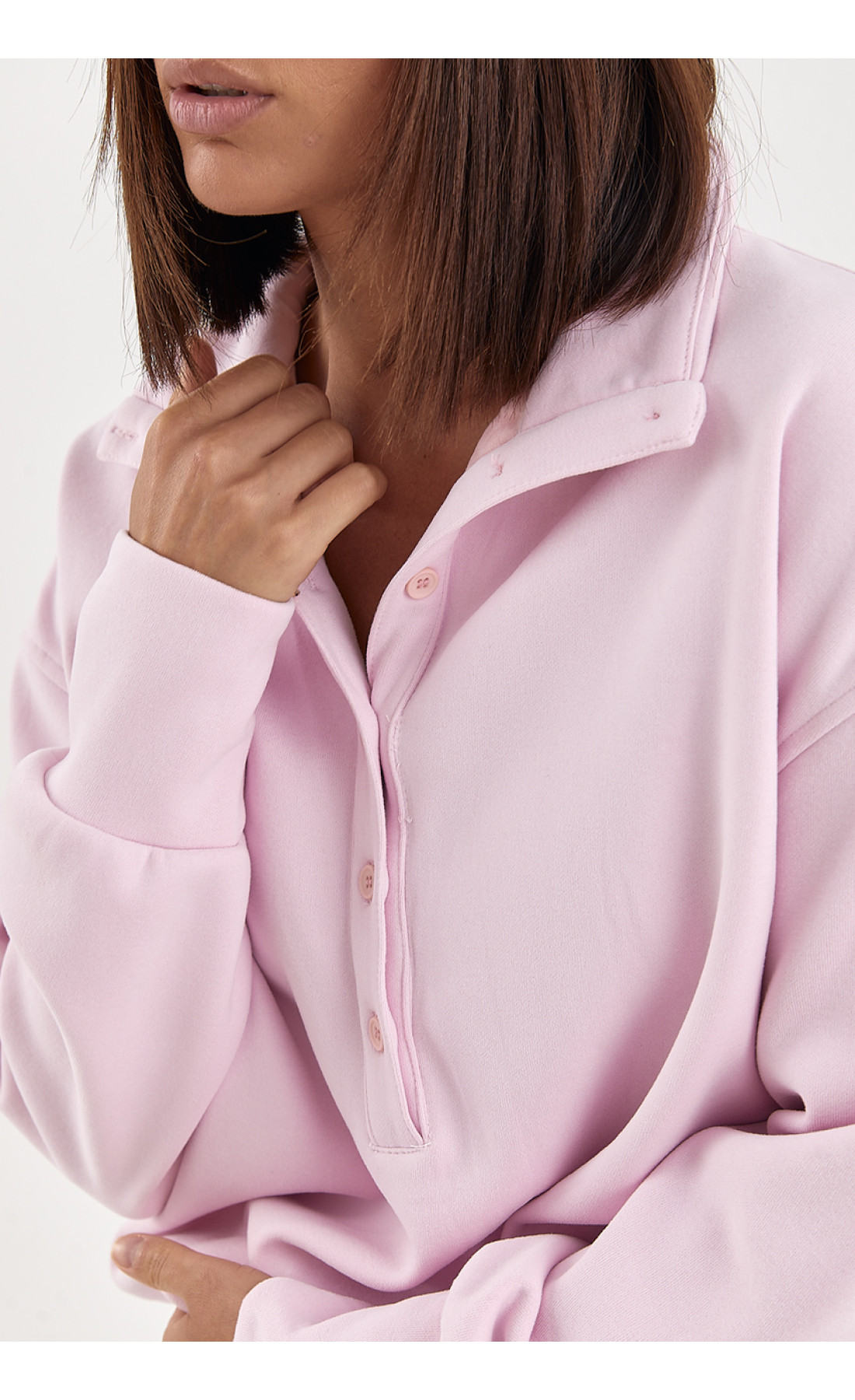 Спортивний костюм вільного крою зі світшотомполо  рожевий колір