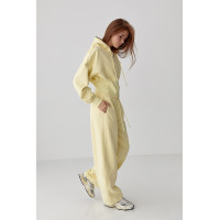 Спортивний костюм з прямими штанами та укороченим худі  лимонний колір