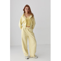 Спортивний костюм з прямими штанами та укороченим худі  лимонний колір