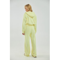 Однотонний спортивний костюм із худі з капюшоном і прямими штанами  лимонний колір