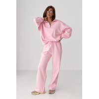 Однотонний спортивний костюм із написом  рожевий колір