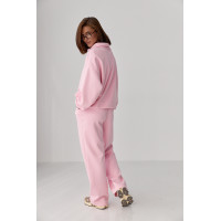Однотонний спортивний костюм із написом  рожевий колір
