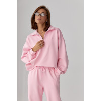 Однотонний спортивний костюм із написом  рожевий колір