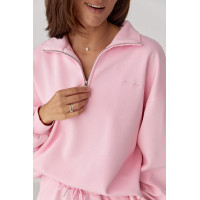 Однотонний спортивний костюм із написом  рожевий колір