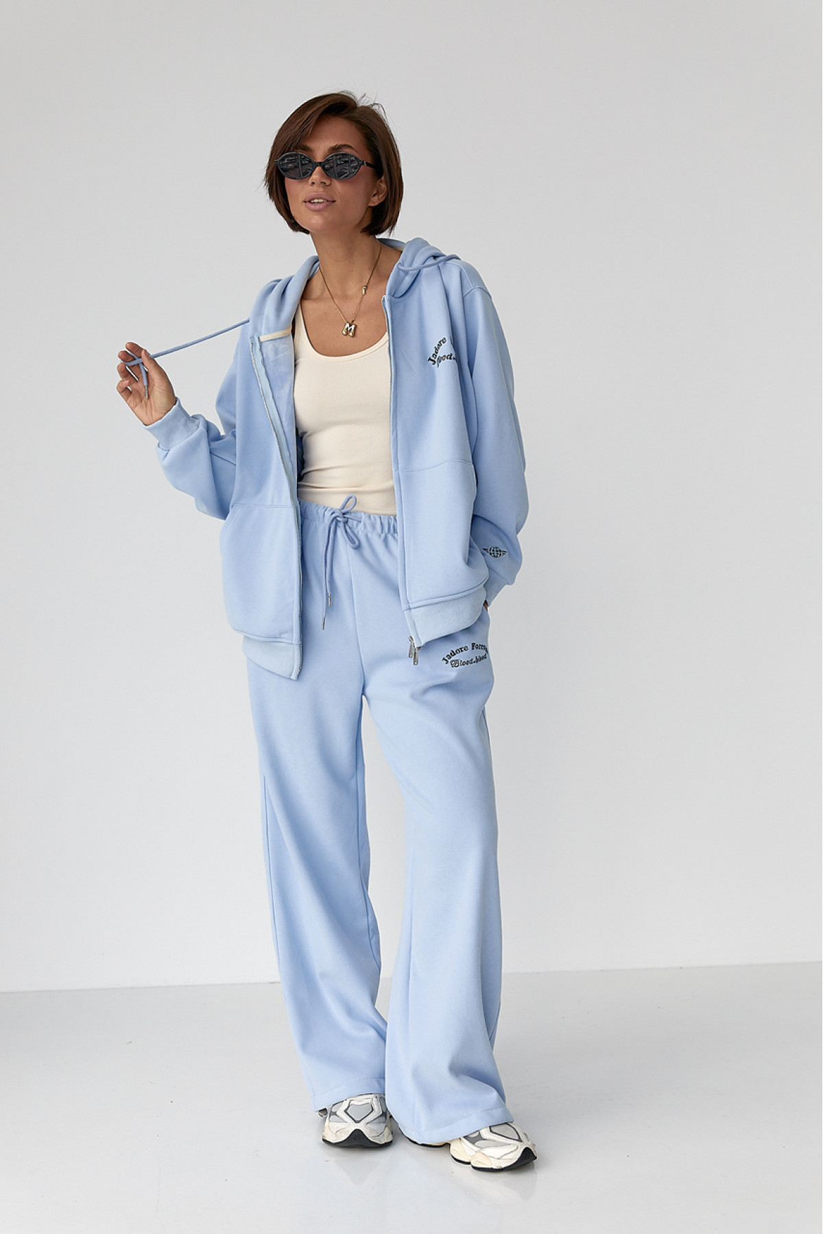 Теплий спортивний костюм з капюшоном  блакитний колір