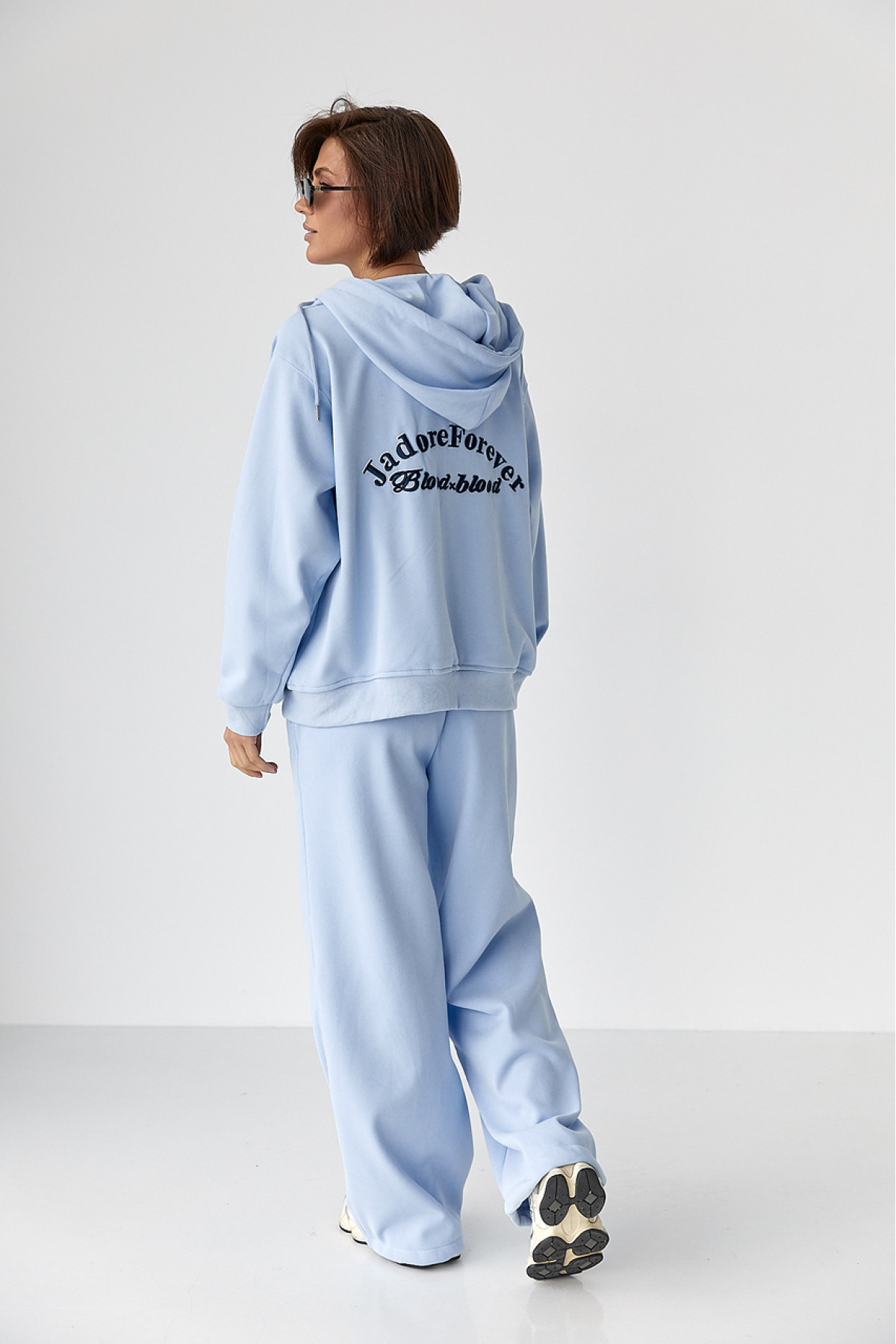 Теплий спортивний костюм з капюшоном  блакитний колір