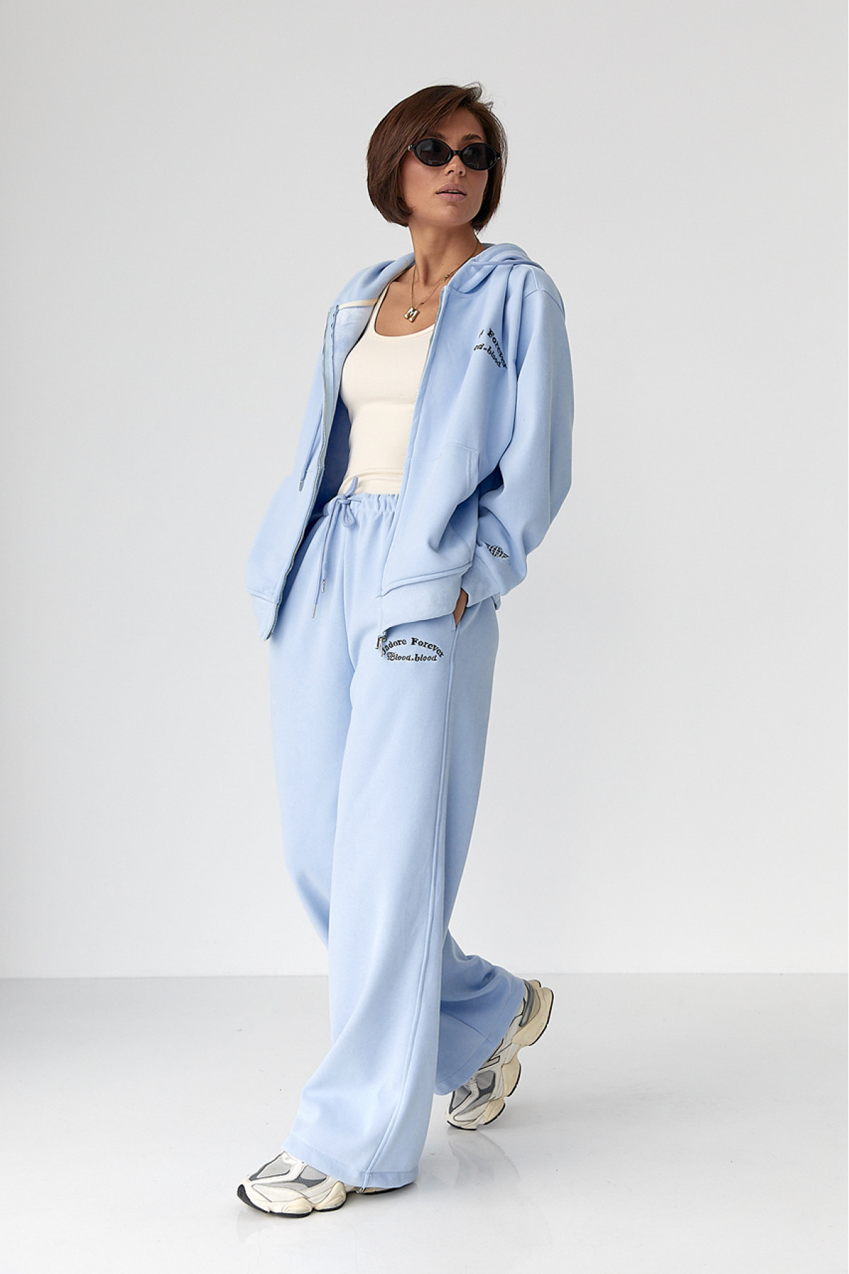 Теплий спортивний костюм з капюшоном  блакитний колір