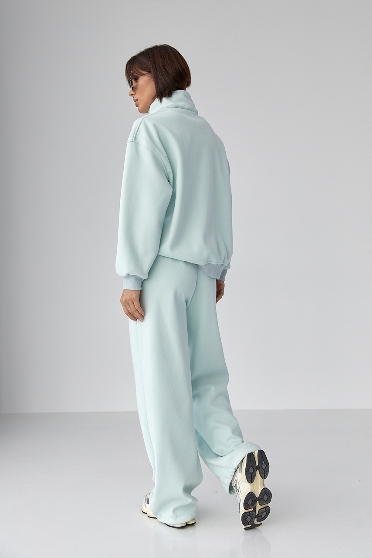 Теплий спортивний костюм з написами  бірюзовий колір