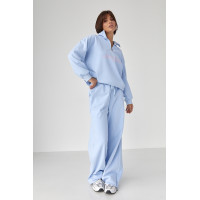 Теплий спортивний костюм з написами  блакитний колір