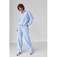 Теплий спортивний костюм з написами  блакитний колір