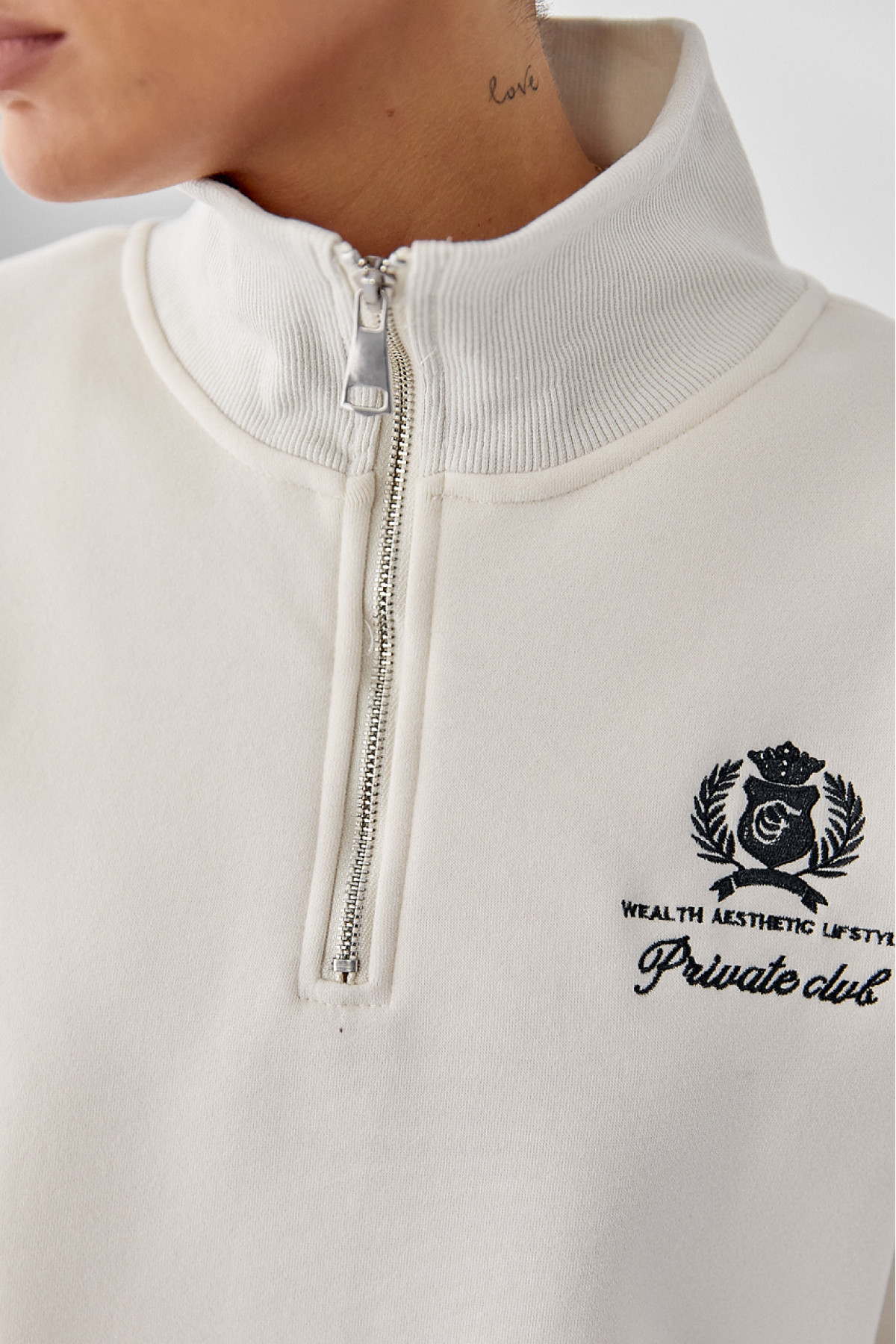 Утеплений спортивний костюм із джогерами та світшотом  бежевий колір