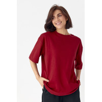 Однотонна базова футболка  бордо колір