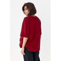 Однотонна базова футболка  бордо колір