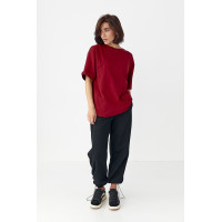 Однотонна базова футболка  бордо колір