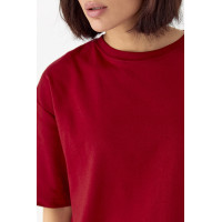 Однотонна базова футболка  бордо колір