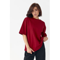 Однотонна базова футболка  бордо колір