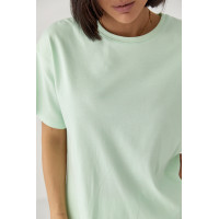 Однотонна футболка з розрізами  м'ятний колір