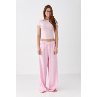 Приталена футболка з принтом  пудра колір