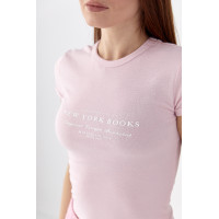 Приталена футболка з принтом  пудра колір