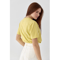 Трикотажна футболка з написами  лимонний колір