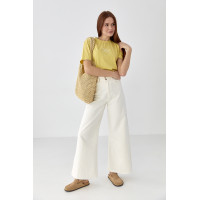 Трикотажна футболка з написами  лимонний колір