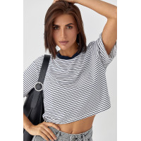 Футболка у смужку вільного крою  темносиній колір