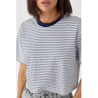 Футболка у смужку вільного крою  темносиній колір