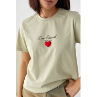 Футболка з об'ємним серцем  хакі колір