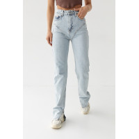 Джинси з високою талією та фігурною кокеткою  небесноблакитний колір