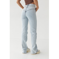 Джинси з високою талією та фігурною кокеткою  небесноблакитний колір