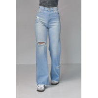 Жіночі жіночі джинси з рваними елементами  блакитний колір