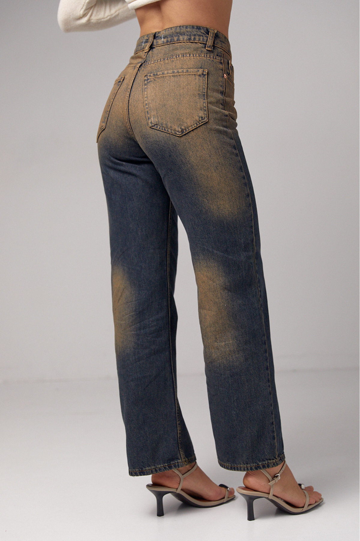 Жіночі жіночі джинси з ефектом twotone coloring  темносиній колір