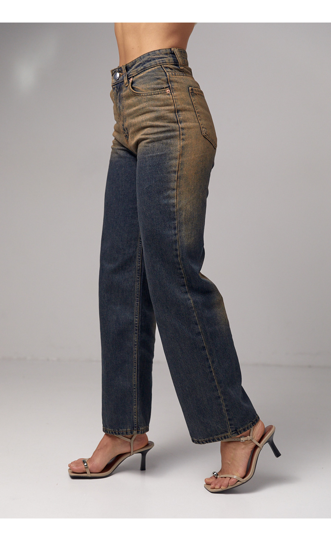 Жіночі жіночі джинси з ефектом twotone coloring  темносиній колір