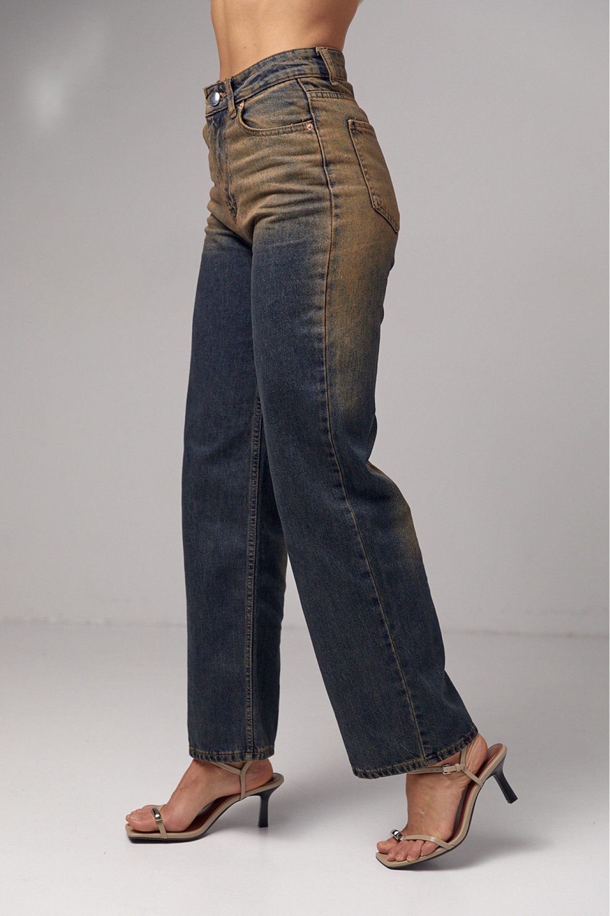 Жіночі жіночі джинси з ефектом twotone coloring  темносиній колір