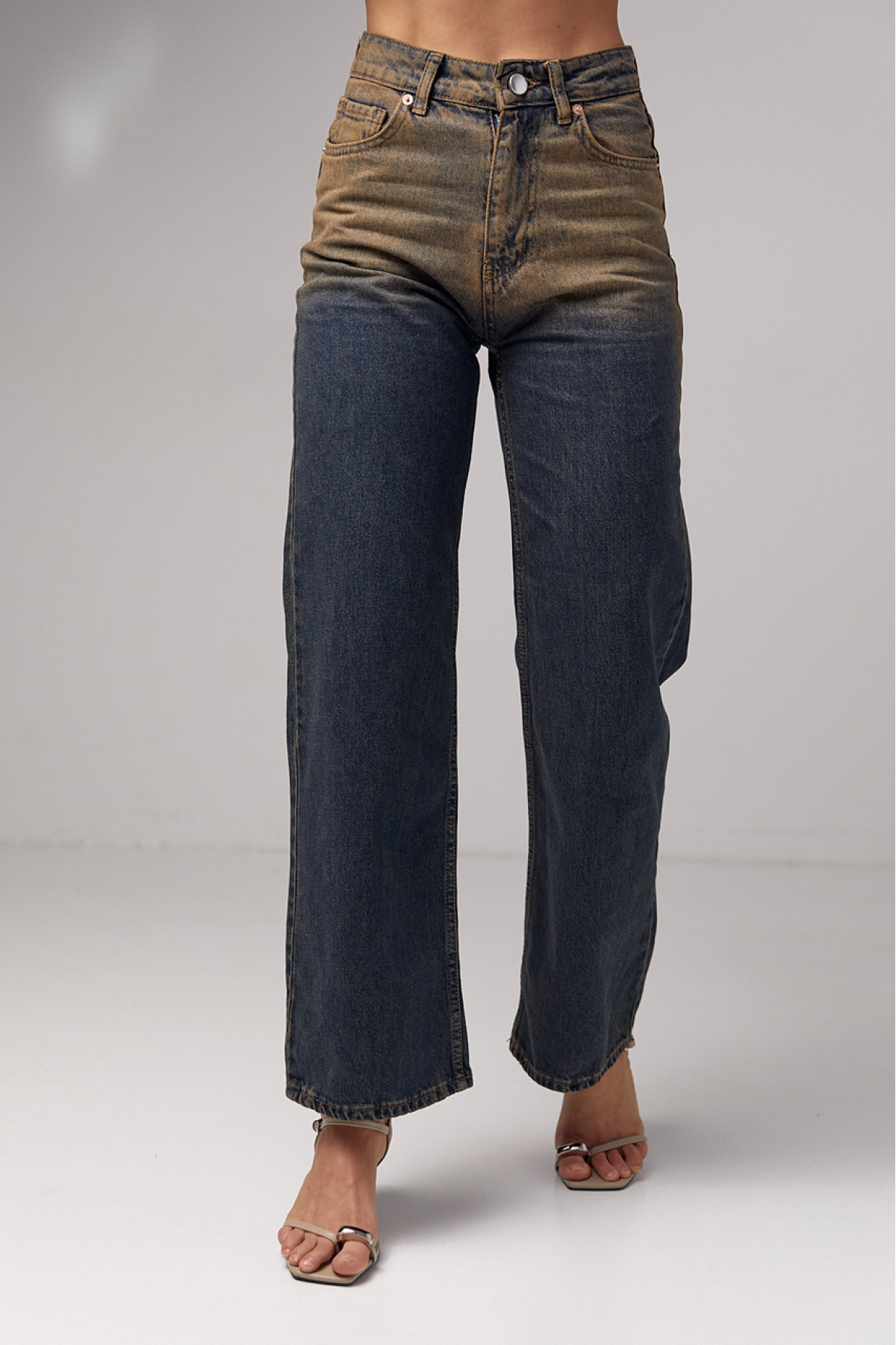 Жіночі жіночі джинси з ефектом twotone coloring  темносиній колір