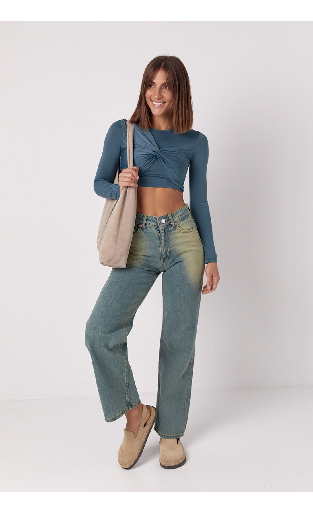 Джинси жіночі з ефектом twotone coloring  синій колір