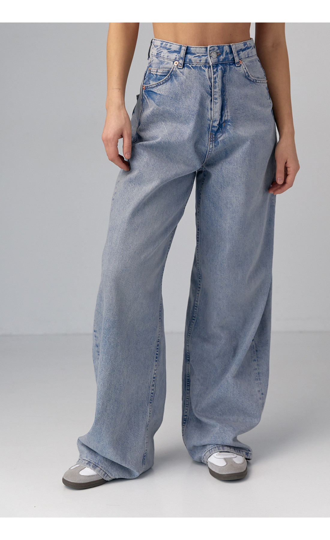 Жіночі широкі жіночі джинси wideleg  синій колір