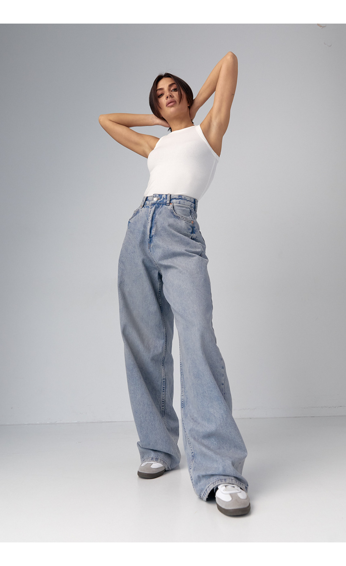 Жіночі широкі жіночі джинси wideleg  синій колір