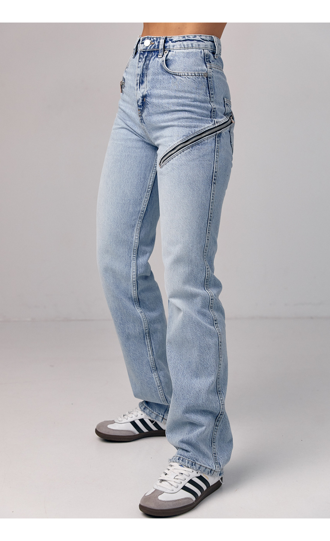 Жіночі жіночі джинси з блискавками  блакитний колір