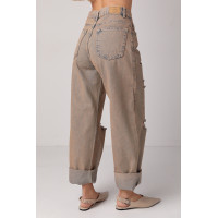 Джинси baggy з рваними елементами  кавовий колір